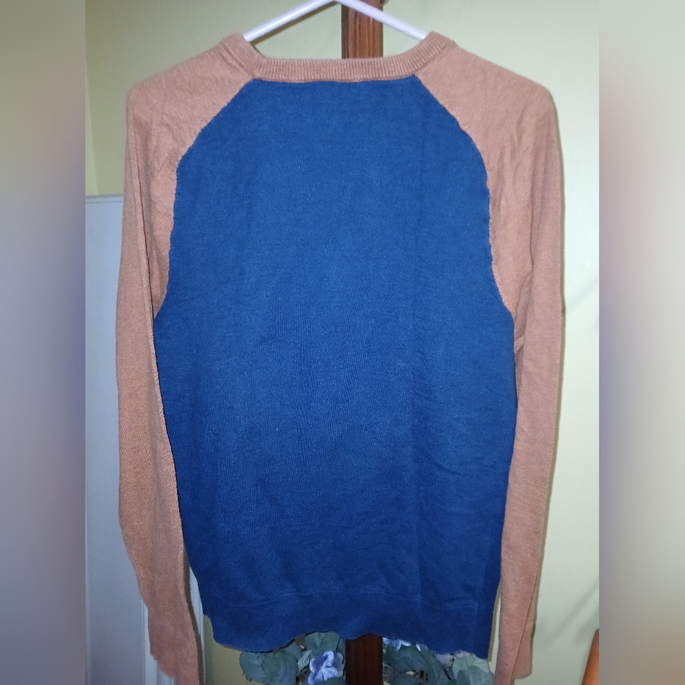 Hawker Rye Colorblock Crewneck Sweater Navy Tan Men's Medium - Picture 5 of 6